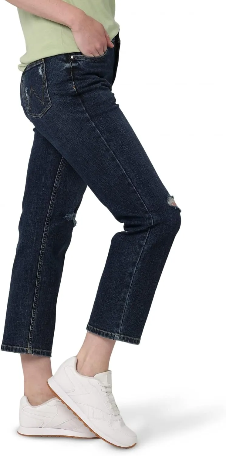 Wrangler Women's High-Rise Rodeo Straight Leg Crop Jean