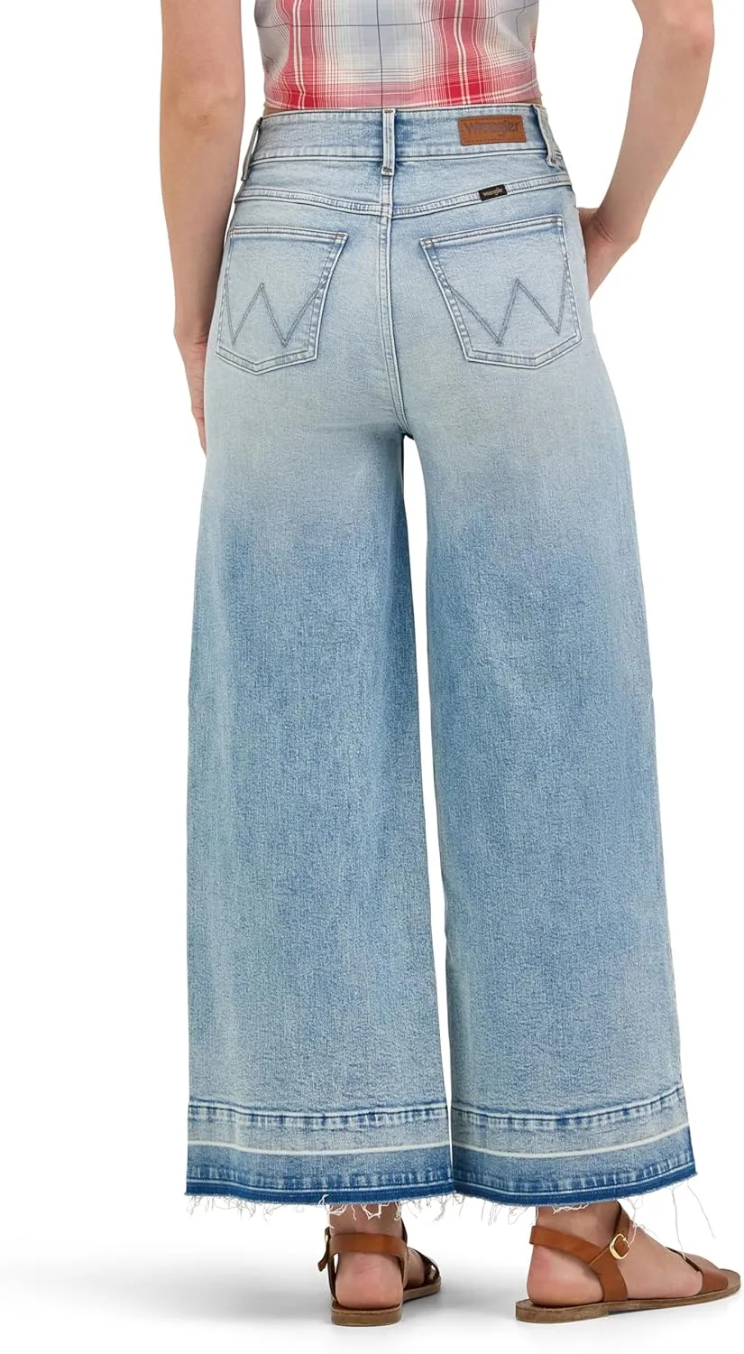 Wrangler Women's High-Rise Wide Leg A-line Crop Jean