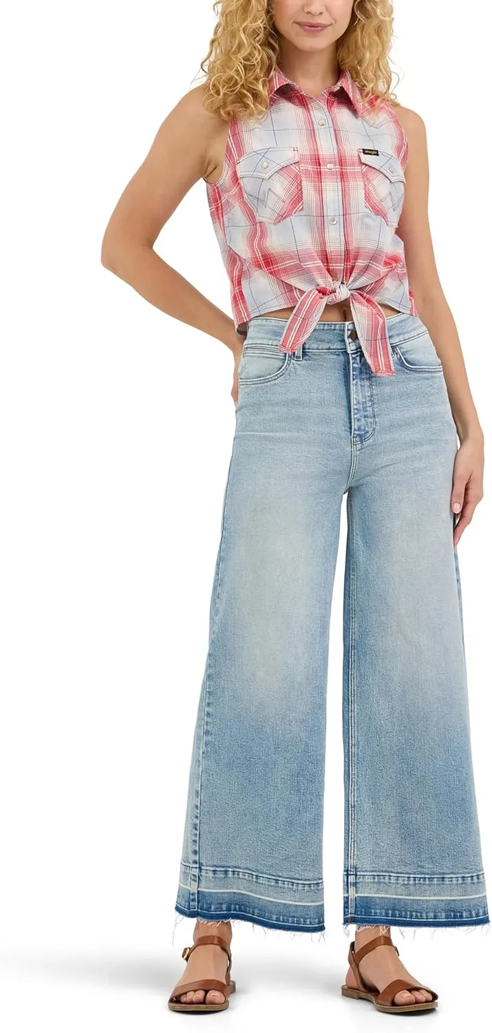 Wrangler Women's High-Rise Wide Leg A-line Crop Jean