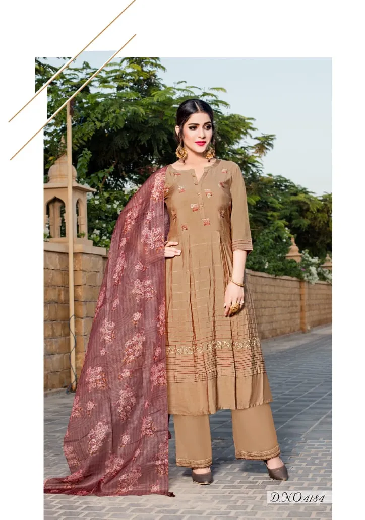 YAMI FASHION RUHAANI PURE VISCOSE OCCASIONAL WEAR EMBROIDERED DRESS