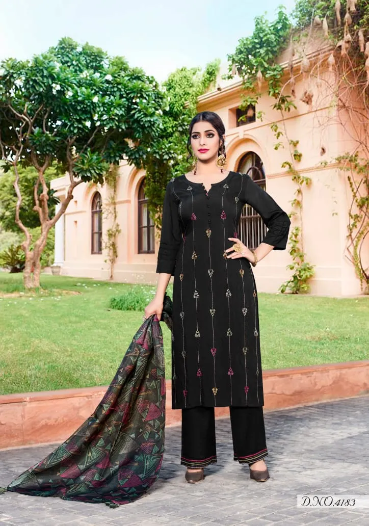 YAMI FASHION RUHAANI PURE VISCOSE OCCASIONAL WEAR EMBROIDERED DRESS