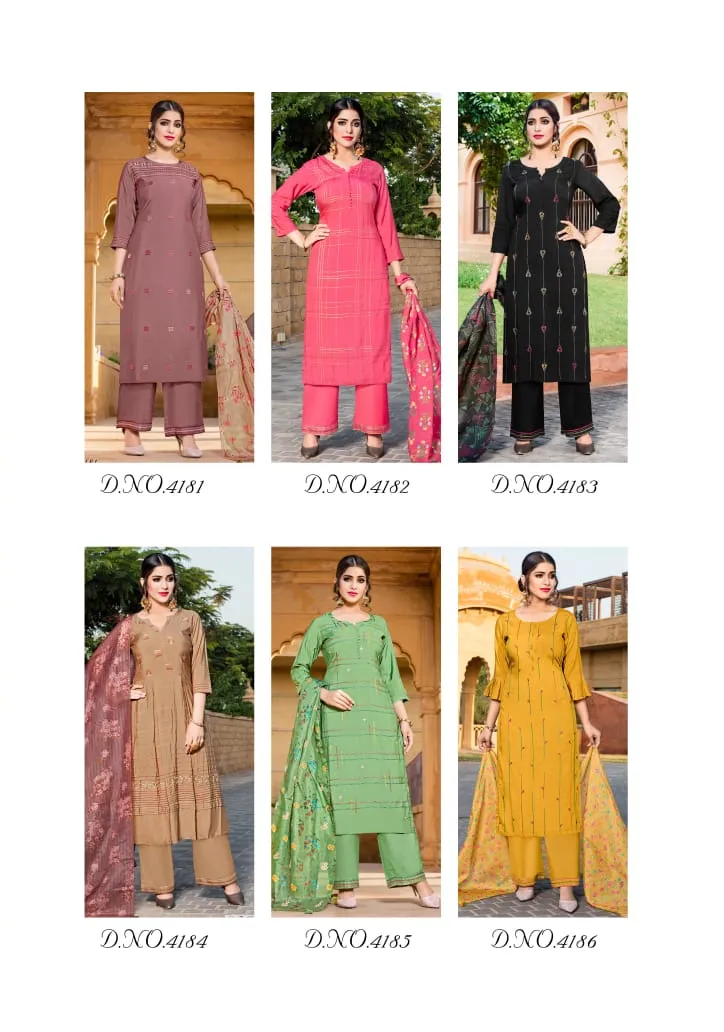 YAMI FASHION RUHAANI PURE VISCOSE OCCASIONAL WEAR EMBROIDERED DRESS