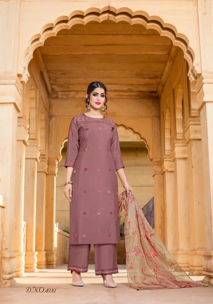 YAMI FASHION RUHAANI PURE VISCOSE OCCASIONAL WEAR EMBROIDERED DRESS
