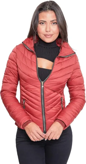 YMI Women's Junior Full Length Puffer Jacket with Detachable Sherpa Hood
