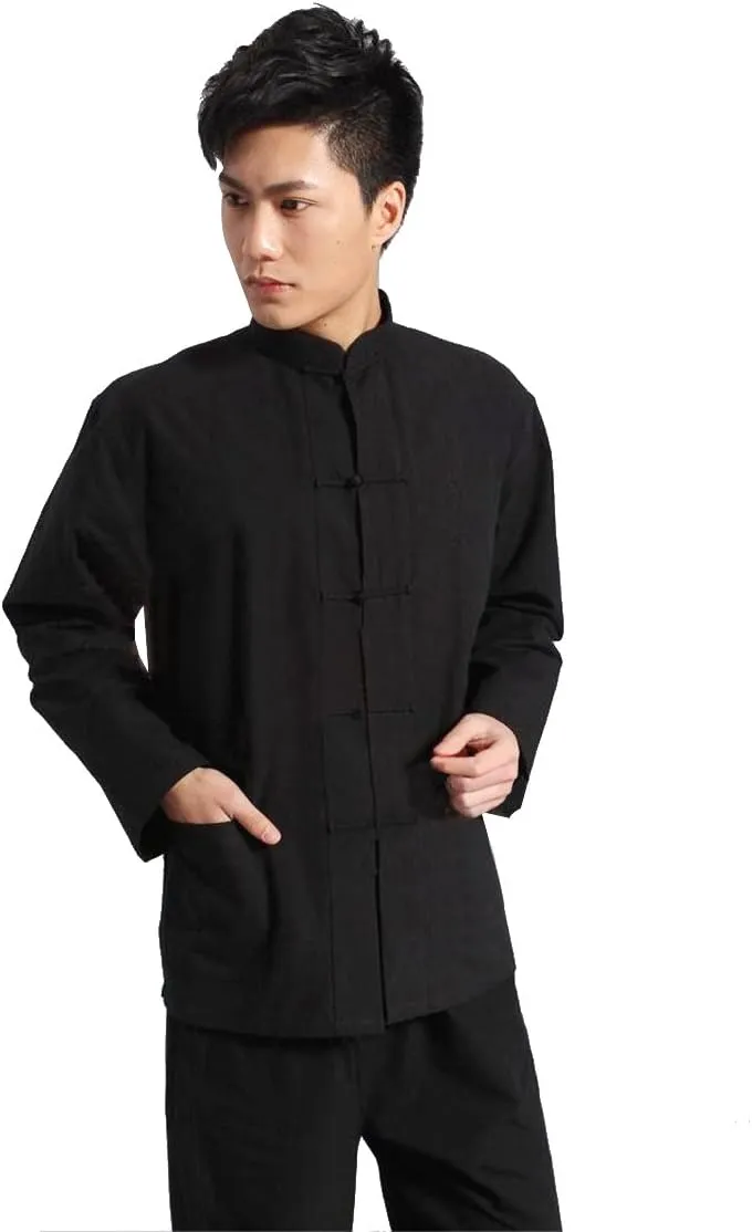 ZooBoo Traditional Long Sleeve Tang Kung Fu Uniform Men's Shirt