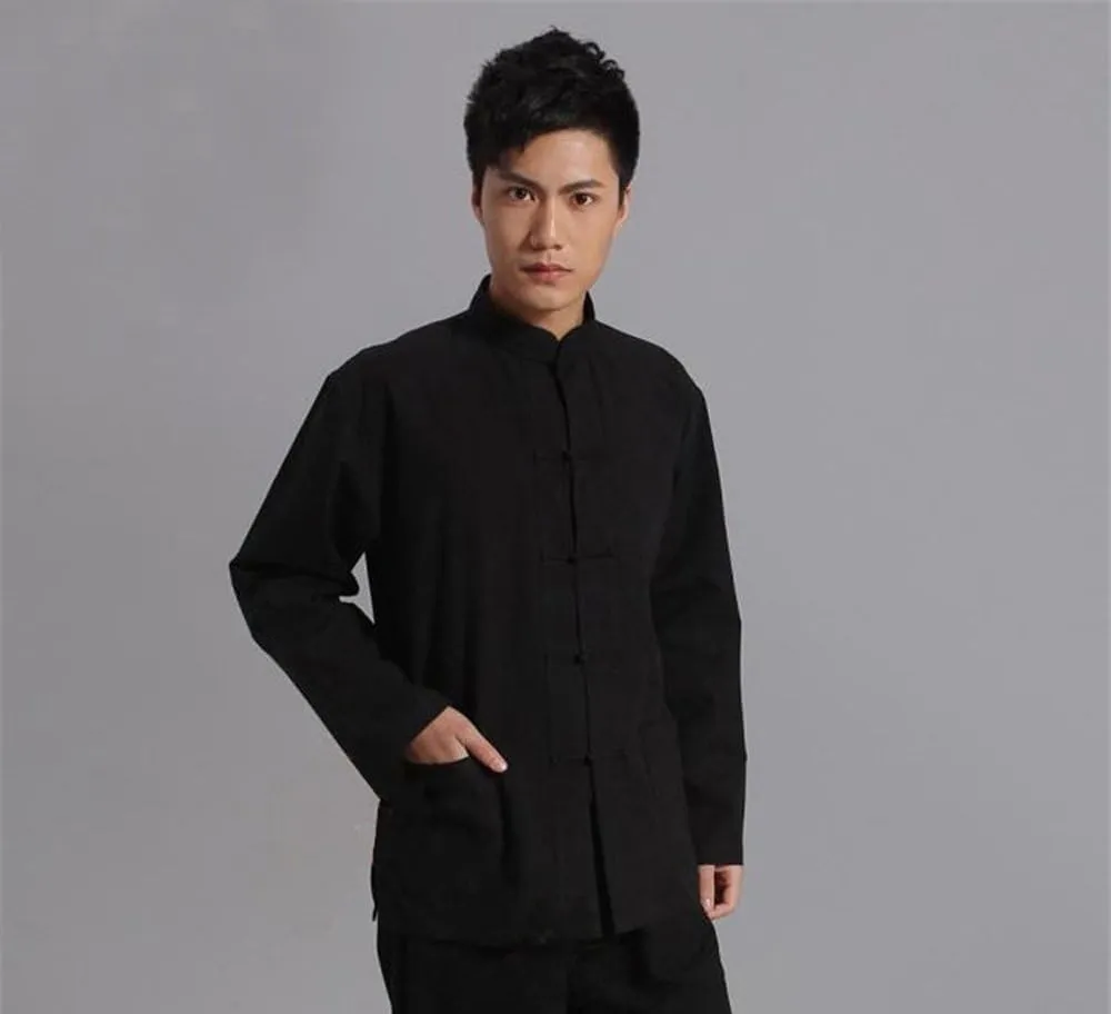 ZooBoo Traditional Long Sleeve Tang Kung Fu Uniform Men's Shirt