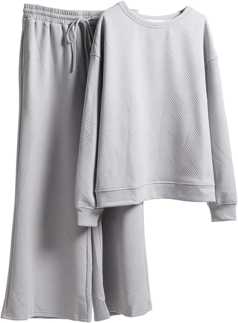 ZYXTIM 2 Piece Sets for Women Ribbed Trendy Outfits Oversized Long Sleeve Pullover Tops Casual Pant Sets Sweatsuit Loungewear